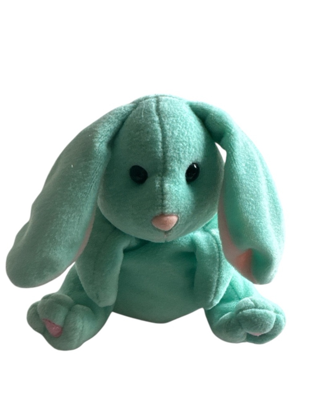 PLUSH CREATIONS 1996 Vintage Mint Green & Pink Beanbag Bunny Plush Toy